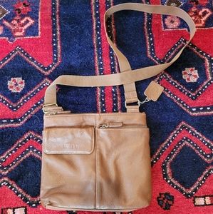 Roots leather and canvas crossbody